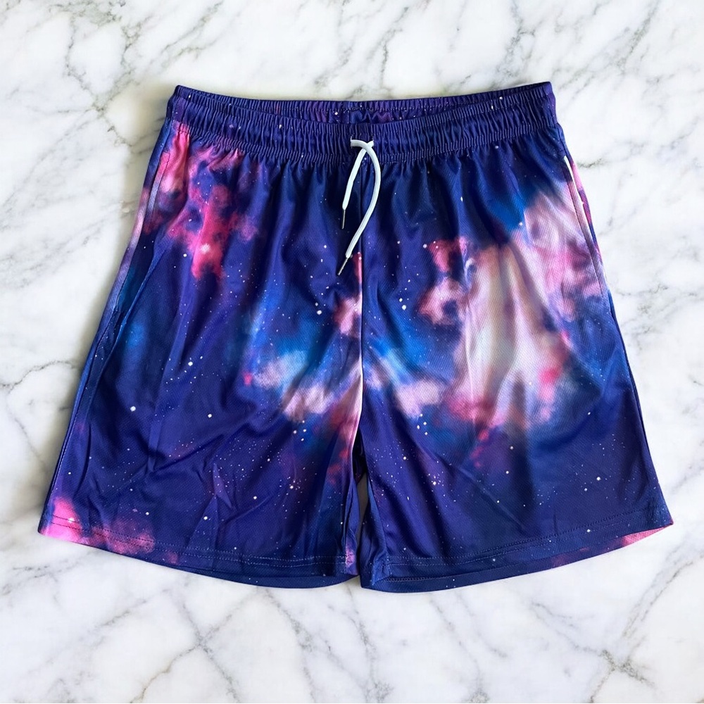 Galaxy Print Athletic Shorts